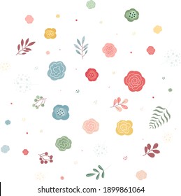 Valentinstag Typografie-Poster mit handgezeichneter Illustration. Illustration von Blumen im einfachen, flachen Stil. Design für Geschenkanhänger, Grußkarten, T-Shirt und Banner.