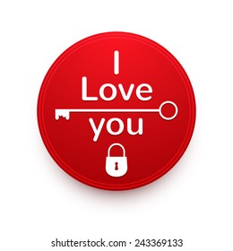 Valentine's Day typography, red label, vintage lettering, vector illustration on white background 