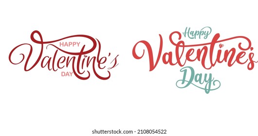 Valentines Day typography, ribbon banners and decoration elements vector set.