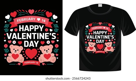 Valentine's Day Typography T-Shirt Design, Ready for Print