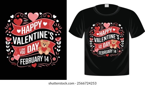 Valentine's Day Typography T-Shirt Design, Ready for Print