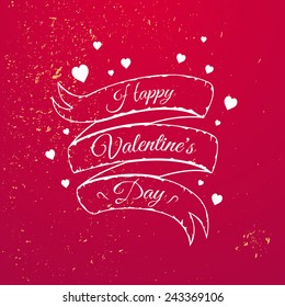 Valentine's Day typography, vector illustration, vintage lettering on grunge background