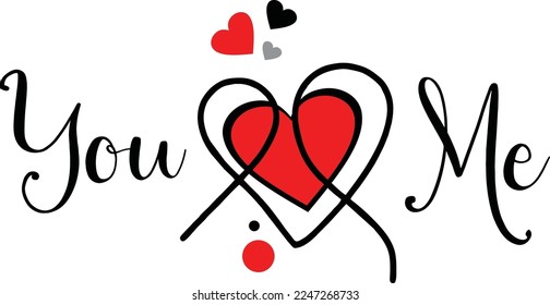 Valentine's day, u and me, i love you, u love me background with heart pattern and happy typography valentines day text. Vector illustration. Wallpapers, flyers, invitations, posters, flyers, banners