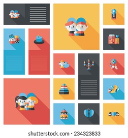 Valentine's Day ui flat design background set, eps10