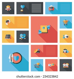 Valentine's Day ui flat design background set, eps10