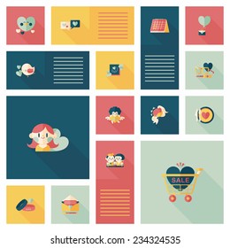 Valentine's Day ui flat design background set, eps10