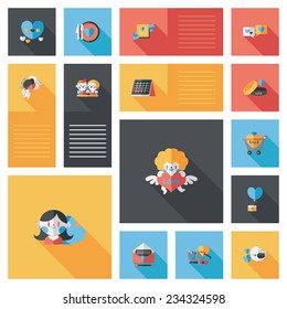 Valentine's Day ui flat design background set, eps10