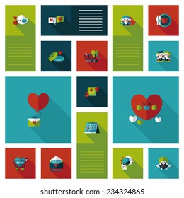 Valentines Day ui flat design background set, eps10