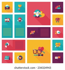 Valentines Day ui flat design background set, eps10