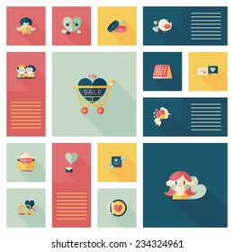 Valentines Day ui flat design background set, eps10