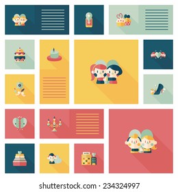 Valentines Day ui flat design background set, eps10