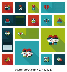 Valentines Day ui flat design background set, eps10