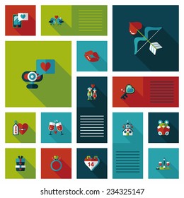 Valentines Day ui flat design background set, eps10