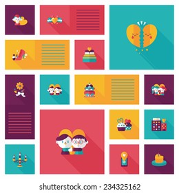 Valentines Day ui flat design background set, eps10