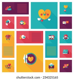 Valentines Day ui flat design background set, eps10