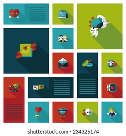 Valentines Day ui flat design background set, eps10