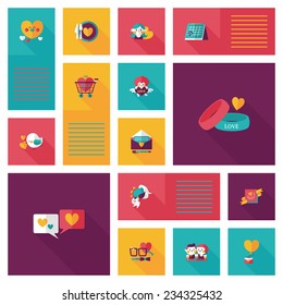 Valentines Day ui flat design background set, eps10