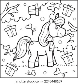 Valentines Day Unicorn Coloring page