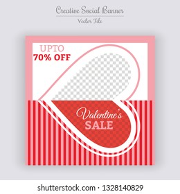 Valentine's Day Unique Editable modern Social Media banner Template. Anyone can use This Design Easily. Promotional web banner for social media. Elegant sale and discount promo - Vector.