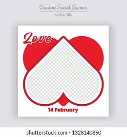 Valentine's Day Unique Editable modern Social Media banner Template. Anyone can use This Design Easily. Promotional web banner for social media. Elegant sale and discount promo - Vector.