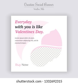 Valentine's Day Unique Editable modern Social Media banner Template. Anyone can use This Design Easily. Promotional web banner for social media. Elegant sale and discount promo - Vector.