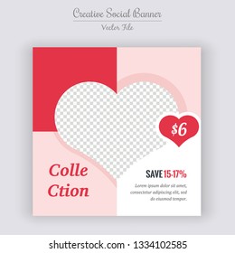 Valentine's Day Unique Editable modern Social Media banner Template. Anyone can use This Design Easily. Promotional web banner for social media. Elegant sale and discount promo - Vector.