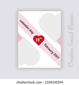 Valentine's Day Unique Editable modern Social Media banner Template. Anyone can use This Design Easily. Promotional web banner for social media. Elegant sale and discount promo - Vector.