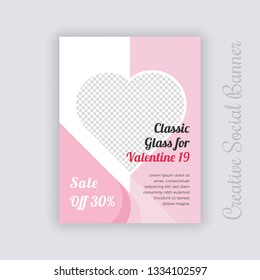 Valentine's Day Unique Editable modern Social Media banner Template. Anyone can use This Design Easily. Promotional web banner for social media. Elegant sale and discount promo - Vector.