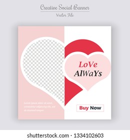 Valentine's Day Unique Editable modern Social Media banner Template. Anyone can use This Design Easily. Promotional web banner for social media. Elegant sale and discount promo - Vector.