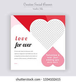 Valentine's Day Unique Editable modern Social Media banner Template. Anyone can use This Design Easily. Promotional web banner for social media. Elegant sale and discount promo - Vector.