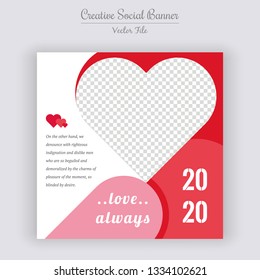 Valentine's Day Unique Editable modern Social Media banner Template. Anyone can use This Design Easily. Promotional web banner for social media. Elegant sale and discount promo - Vector.