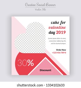 Valentine's Day Unique Editable modern Social Media banner Template. Anyone can use This Design Easily. Promotional web banner for social media. Elegant sale and discount promo - Vector.