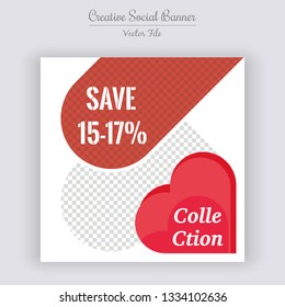 Valentine's Day Unique Editable modern Social Media banner Template. Anyone can use This Design Easily. Promotional web banner for social media. Elegant sale and discount promo - Vector.