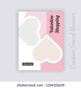 Valentine's Day Unique Editable modern Social Media banner Template. Anyone can use This Design Easily. Promotional web banner for social media. Elegant sale and discount promo - Vector.