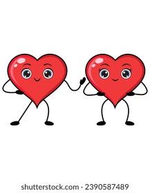 Valentine's Day Vector Of 2 Cartoon Hearts