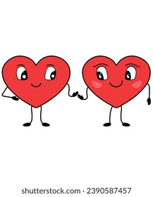 Valentine's Day Vector Of 2 Kawaii Cartoon Hearts