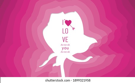 Valentine's Day vector abstract pink rose clip art.