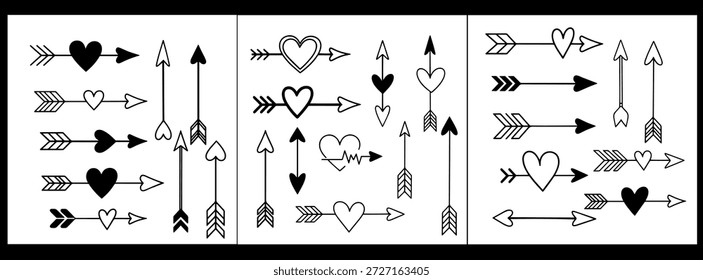 Día de San Valentín Vector flechas y corazones colección para el amor y el romance