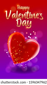 Valentine's day vector background with abstract heart and magic particles