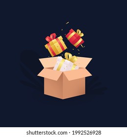 Fondo vectorial del día de San Valentín con caja y regalo