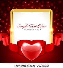 Valentine's day vector background with heart gift and light