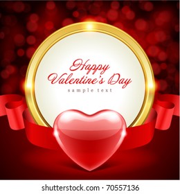 Valentine's day vector background with heart gift and light