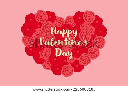 Valentine's Day vector background with a heart bouquet of roses for banners, cards, flyers, social media wallpapers, etc.