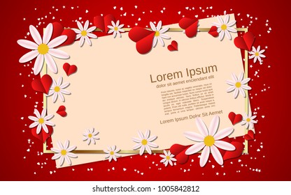Valentine's Day vector background with hearts and flowers