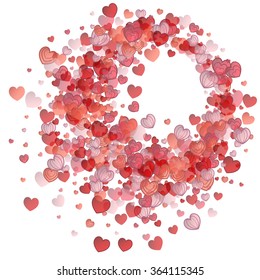 Valentines day vector background with hearts round frame