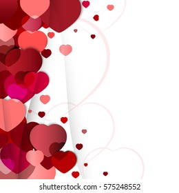 Valentines Day vector background with hearts of different shades.