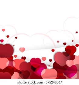 Valentines Day vector background with hearts of different shades.