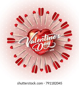 Valentines day vector background with hearts