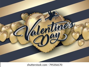 Valentines day vector background with hearts