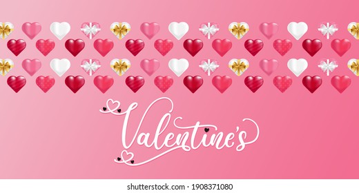 plantilla de ilustración de fondo vectorial de San Valentín Day. Antecedentes del Día de San Valentín con vectores de corazones realistas. Feliz Día de San Valentín venta de vectores banner, volante, invitación, afiche, diseño de fondo